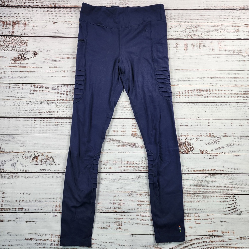 Smartwool Merino Sport Moto Tight Leggings Navy Blue Womens‎ Small SW016337